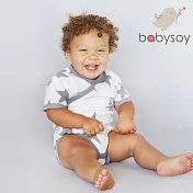 美國 [Babysoy] 有機棉星星滾邊短袖開襟包屁衣 408 雷神灰  0-3M