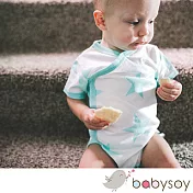 美國 [Babysoy] 有機棉星星滾邊短袖開襟包屁衣 408 湖水藍  0-3M