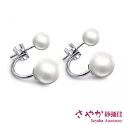 925純銀不對稱雙面珍珠耳環白珍珠
