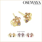 綻放花朵-不過敏粉鑽耳環 -SILVER