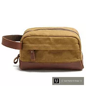 【US.STYLE】日系蠟染帆布逛街手拿包(卡其棕)