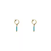 Snatch 淺藍小魔杖手作金圈圈耳夾 / Snatch Light Blue Little Wand Handmade Gold Circle Ear Clips