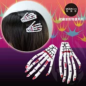 【摩達客】萬聖節派對演唱會頭飾-紅白帶血骷髏手髮夾髮飾(一組兩入)