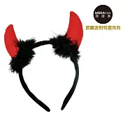 【摩達客】萬聖節聖誕派對頭飾-紅黑惡魔牛角毛毛髮箍