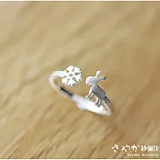 【Sayaka紗彌佳】純銀 耶誕元素雪花麋鹿戒指 開口戒