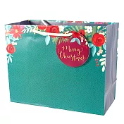 藍綠色之花邊 耶誕禮物袋【Hallmark-禮物袋/紙袋 聖誕節系列】