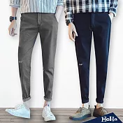 <現貨+預購>長褲拼色縫線牛仔長褲三色-HeHa-L（黑色）