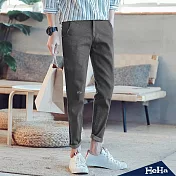 <現貨+預購>長褲拼色縫線牛仔長褲三色-HeHa-M（深灰）