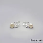 【Sayaka紗彌佳】純銀小清新風格枝芽嫩葉珍珠耳環