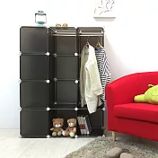 【H&R安室家】魔術空間12格衣櫥組合櫃(附門4片)-HP83A尊爵黑