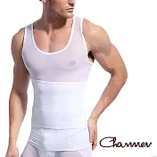 【Charmen】高機能三段調整型背心 男性塑身衣L(白色)