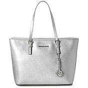 MICHAEL KORS 經典LOGO素面皮革托特包-銀灰 (現貨+預購)銀灰