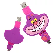 【Disney】Micro USB 造型伸縮傳輸線-柴郡貓