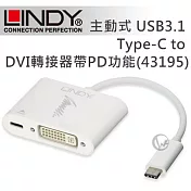 LINDY 林帝 主動式 USB3.1 Type-C to DVI 轉接器帶PD功能 (43195)