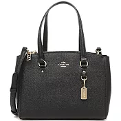 COACH 馬車LOGO防刮皮格三層手提/肩斜揹包(小)-黑 (現貨+預購)黑