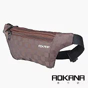 AOKANA奧卡納 YKK拉鍊 台灣製造 五種格層高防水面料防盜腰包 03-017D2咖啡格