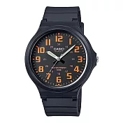 CASIO 卡西歐 MW-240 輕巧休閒生活簡約數字指針錶- 黑面橘字4B
