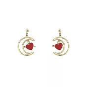 Snatch 一箭穿紅心月亮耳環 / Arrow Through Red Heart Moon Earrings