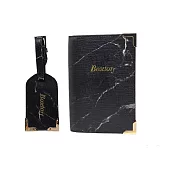 【U】Boxtory - 大理石紋護照夾&行李條組(二色可選) - 黑