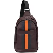 COACH 壓印LOGO條紋斜背包-酒紅桔條 (現貨+預購)酒紅桔條