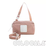 【CILOCALA】 亮彩尼龍防潑水斜背小方包粉色