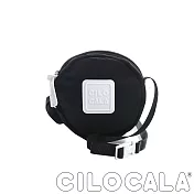 【CILOCALA】 亮彩尼龍防潑水斜背小圓包黑色