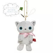 San-X 小襪貓音樂幸運草系列指偶公仔螢幕擦吊飾。小灰貓