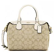 COACH CLOGO金屬扣兩用波士頓包-卡其白 (現貨+預購)卡其白
