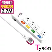 Tyson太順電業 TS-344AS 3孔4切4座延長線(拉環扁插)-2.7米