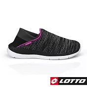 LOTTO 義大利 女 EASYWEAR後踩飛織輕走鞋-US5.5黑