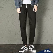 <現貨+預購>抽繩綁帶束腳休閒長褲三色-HeHa-XL（黑色）