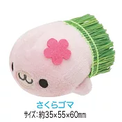 San-X小海豹夏威夷系列掌心公仔。粉紅焦糖小海豹