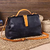 【Solomon皮件】南丁格爾 水洗植鞣皮革口金醫生包 側背包 真皮院長黑