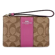 COACH 防刮拼接L型拉鍊手拿包-卡其桃(現貨+預購)卡其桃