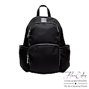 DF Flor Eden - 輕盈防潑水尼龍配牛皮經典話題後背包黑色