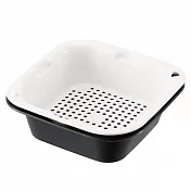 Richell利其爾/日本製抗菌可微波堆疊瀝水盆M(黑白)