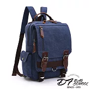 DF BAGSCHOOL - 日系復古熱銷帆布款單肩後背2WAY包-共3色藍色