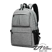 DF BAGSCHOOL - 潮流人氣帆布款USB後背包-共2色灰色