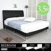 《Homelike》莫卡皮革床組-單人3.5尺(四色) 床頭黑/床底黑