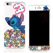 【Disney 】iPhone 6 plus 強化玻璃彩繪保護貼-史迪奇尋找醜ㄚ頭