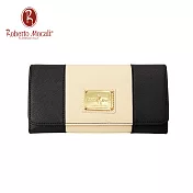 義大利《Roberto Mocali》黑白12卡拉鍊二摺長夾(RM-57201)