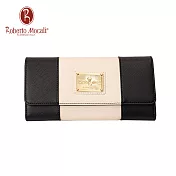 義大利《Roberto Mocali》黑白20卡對開內拉鍊長夾(RM-57203)