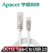 【Apacer宇瞻】 DC112 Type-C to USB2.0 傳輸線 白色 (1m扁線)