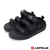 【美國 AIRWALK】魔鬼氈增高二穿式涼鞋US4黑色