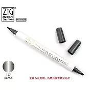 【Kuretake 日本吳竹】 金屬色系雙頭平頭麥克筆-黑色