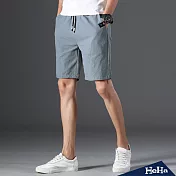 <現貨+預購>男士休閒棉麻五分短褲五色-HeHa-3XL（灰藍色）