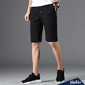 <現貨+預購>男士反折褲管紋路五分短褲三色-HeHa-2XL（黑色）