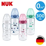 德國NUK-寬口徑PA奶瓶300ml-附1號中圓洞矽膠奶嘴0m+(顏色隨機出貨)