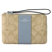COACH防刮拼接L型拉鍊手拿包-卡其藍 (現貨+預購)卡其藍
