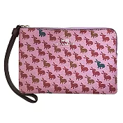 COACH 塗鴉印花PVC皮革拉鍊手拿包-紅粉（現貨＋預購）紅粉